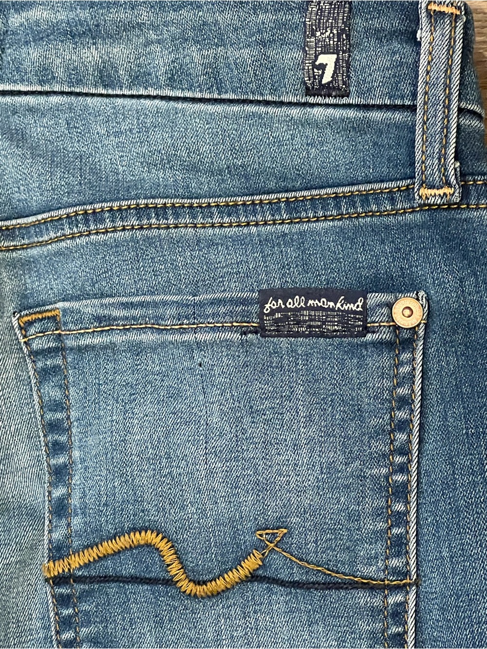 7 For All Mankind B(air) Kimmie Straight Leg Jeans Size 28 Wiskering Detail - Picture 12 of 14